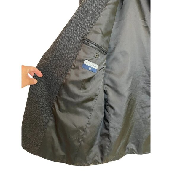 Savile Row Sport Coat Blazer Jacket Size 44 L Gray 100% Wool Tweed Herringbone - Picture 5 of 15